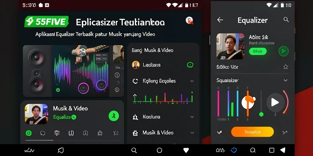 Tampilan antarmuka 55FIVE yang intuitif dan fungsionalitas equalizer.
