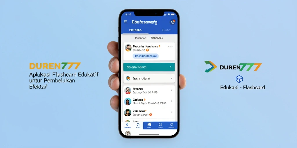 Antarmuka aplikasi DUREN777 yang interaktif dengan fitur Flashcard.