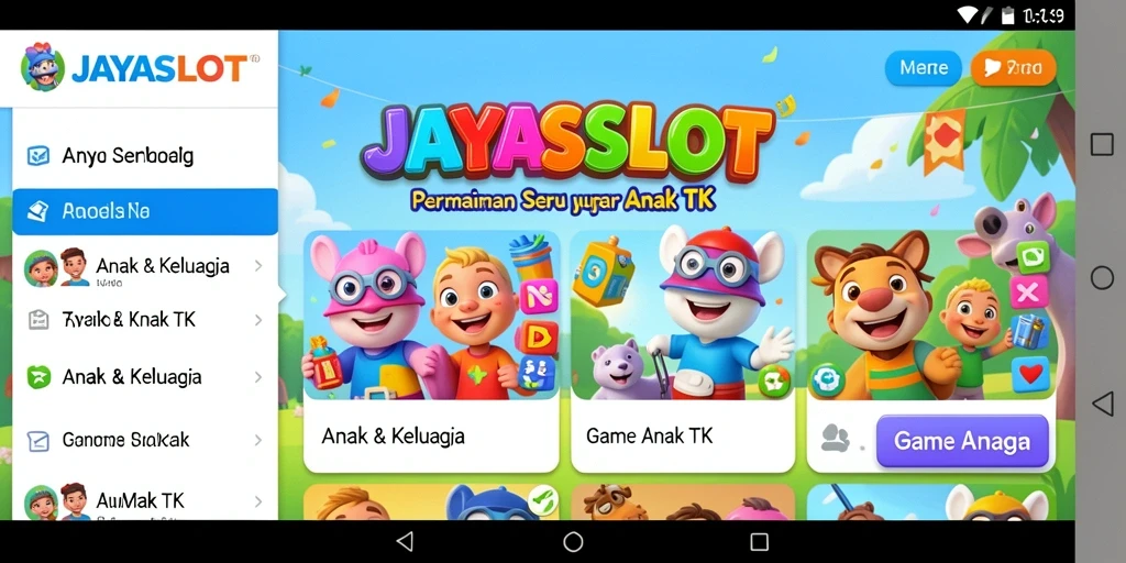 Screenshot antarmuka aplikasi JAYASLOT untuk anak-anak.