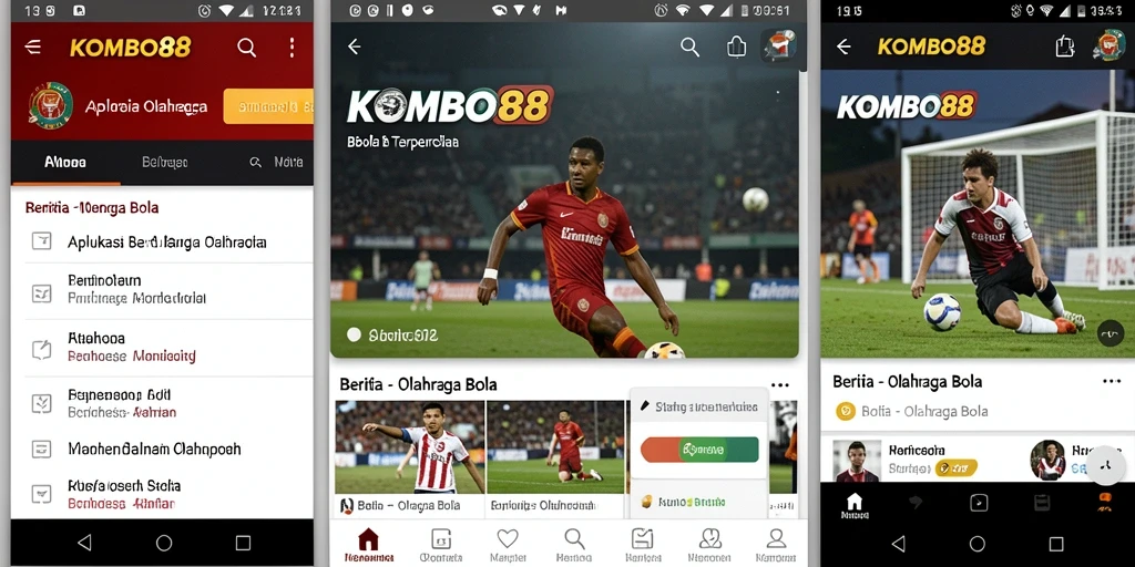 Antarmuka utama KOMBO88 menampilkan berita olahraga bola terkini.