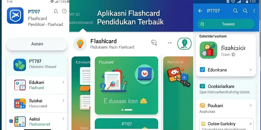 Tampilan antarmuka aplikasi Flashcard PT707 yang menarik dan interaktif.