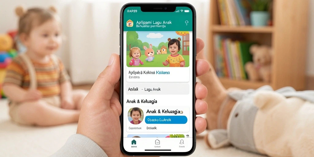 Tampilan antarmuka aplikasi RAP89 yang ceria dan ramah anak.